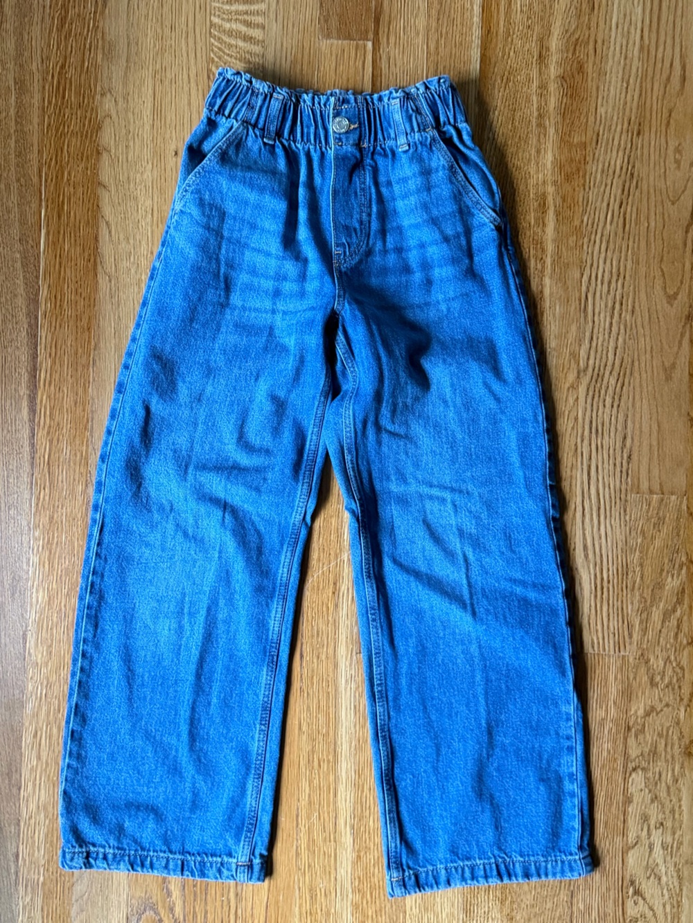 H&M Girls Wide Leg Paperbag Jeans, Medium Wash, 10